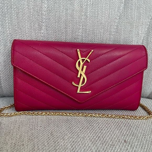 Yves Saint Laurent Handbags - YSL Saint Laurent Hot Pink Crossbody Wallet